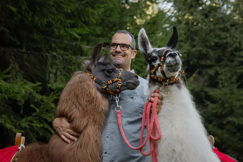 Guide mit zwei Lamas