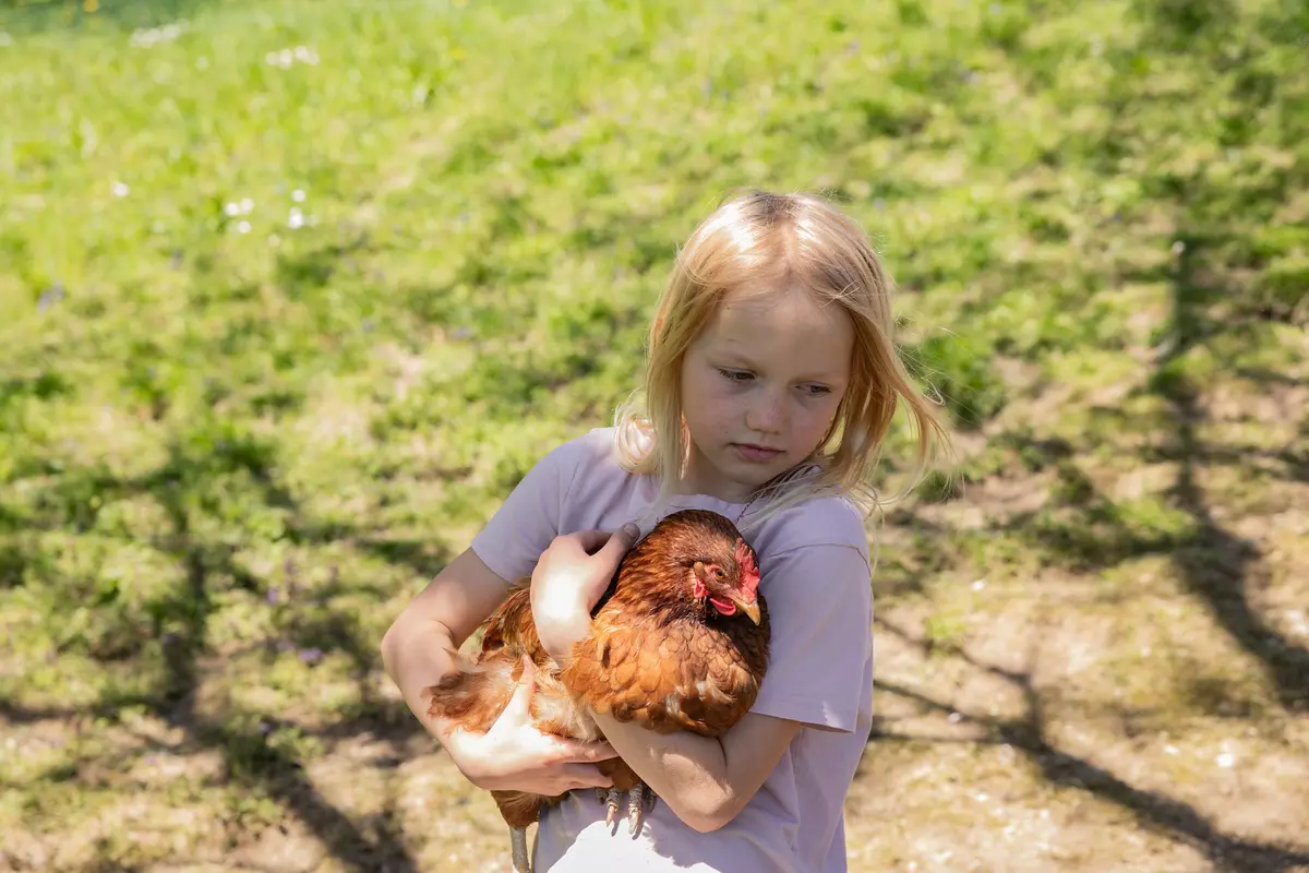 Kind mit Huhn
